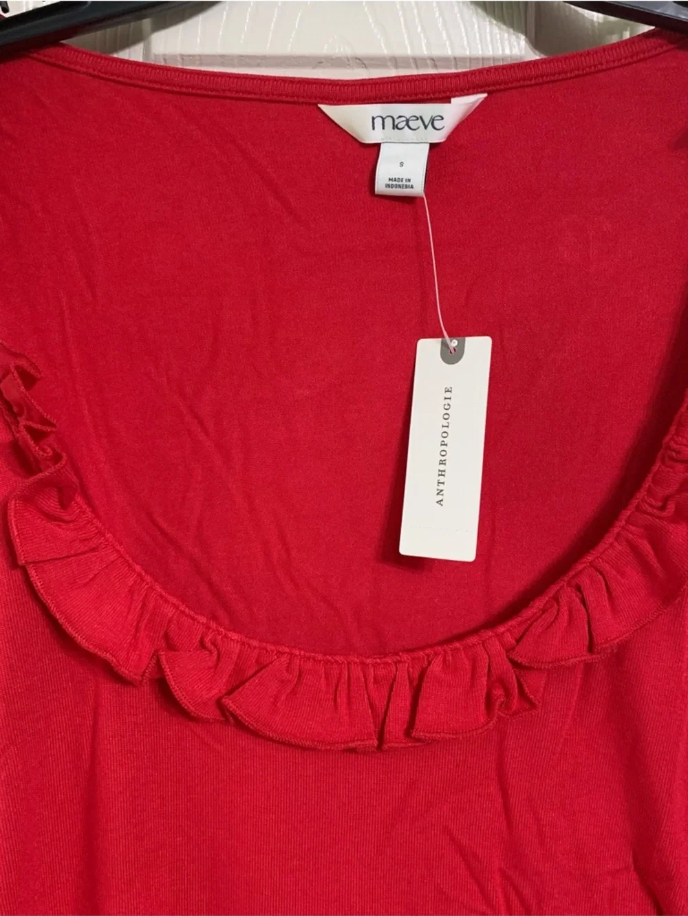 Anthropologie Maeve Long-Sleeve Scoop-Neck Ruched Top Women size S MSRP $70+ - Picture 5 of 7